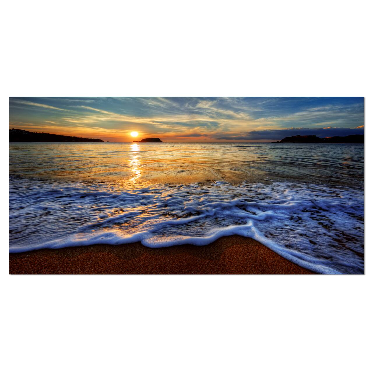 Designart - Peaceful Sandy Beach with Waves - Extra Large Canvas Art Print